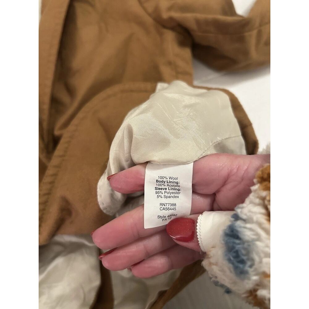 J.Crew Wool Schoolboy Blazer Women’s Sz‎ 00 Camel Brown Gold Buttons Short Lined - Picture 8 of 12